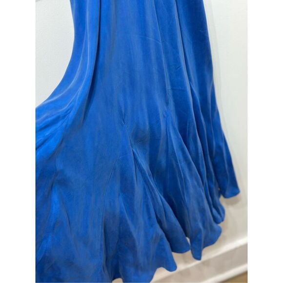 NWOT Dissh Campbell Cobalt Blue High Neck Waist Pleated Maxi Dress Women's 4US - Picture 3 of 12